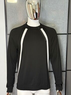 Karl Lagerfeld Black Crewneck Sweater with White Trim